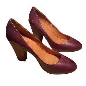 Madewell Frankie Pumps Plum Slip On Career Block Heel Shoes